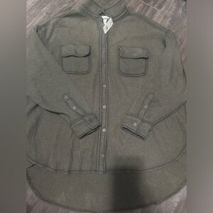 waffle knit button up